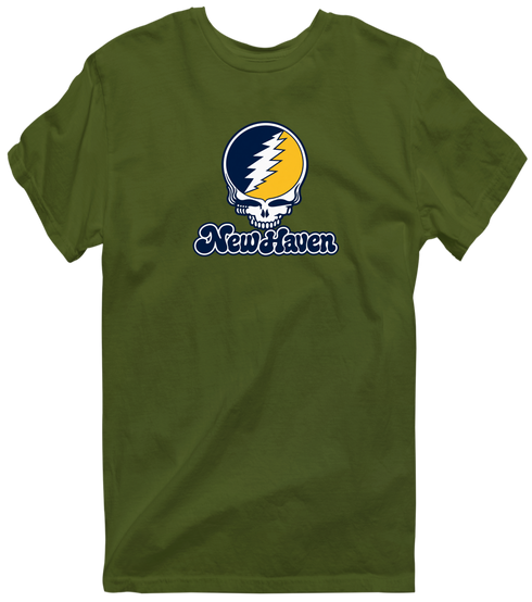 New Haven Stealie Premium Unisex T-Shirt — Design: New Haven University of — Military Green