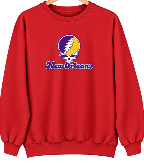 New Orleans Stealie Premium Unisex Crewneck — Design: New Orleans The University of — Red