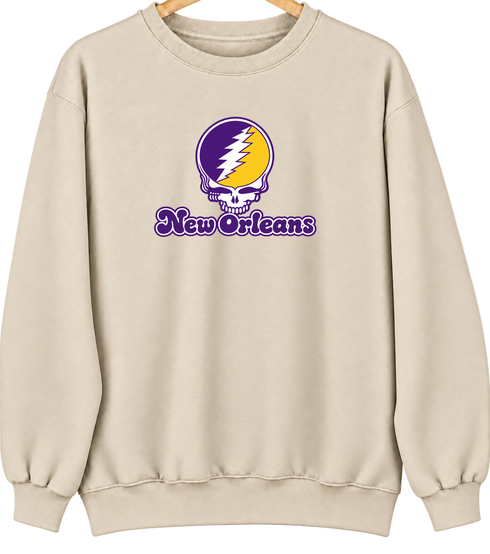 New Orleans Stealie Premium Unisex Crewneck — Design: New Orleans The University of — Sand