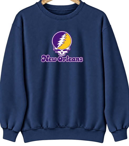 New Orleans Stealie Premium Unisex Crewneck — Design: New Orleans The University of — Navy