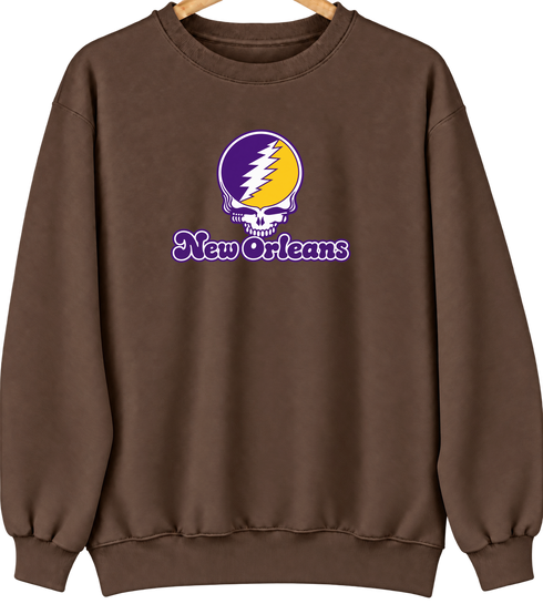 New Orleans Stealie Premium Unisex Crewneck — Design: New Orleans The University of — Brown