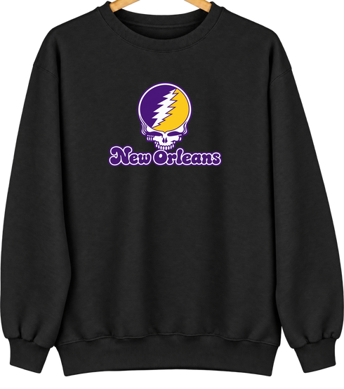 New Orleans Stealie Premium Unisex Crewneck — Design: New Orleans The University of — Black