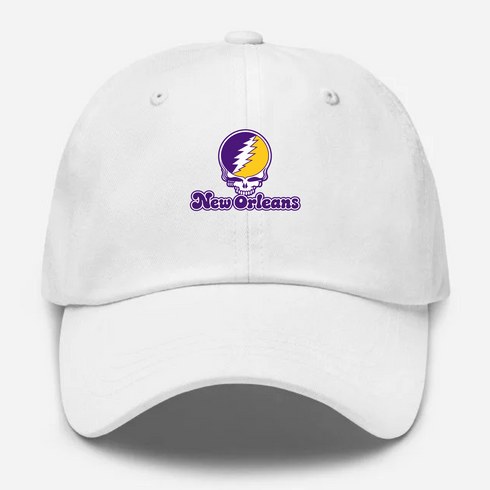 New Orleans Stealie Premium Unisex Dad Hat — Design: New Orleans The University of — White