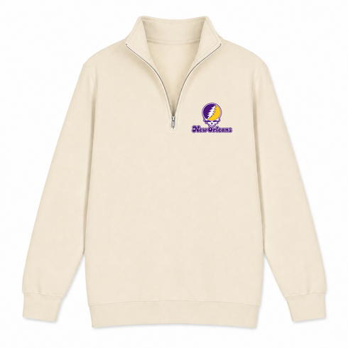 New Orleans Stealie Premium Unisex Quarter-Zip — Design: New Orleans The University of — Sand