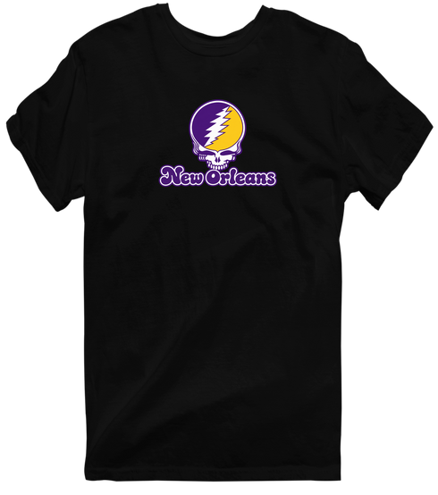 New Orleans Stealie Premium Unisex T-Shirt — Design: New Orleans The University of — Black