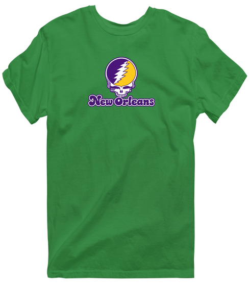 New Orleans Stealie Premium Unisex T-Shirt — Design: New Orleans The University of — Irish Green