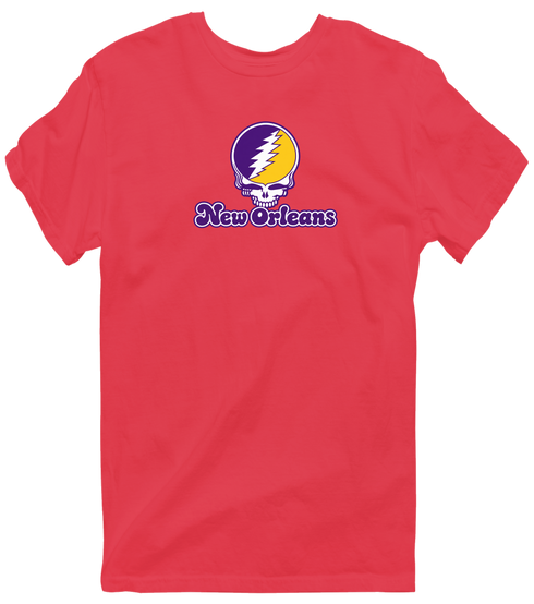 New Orleans Stealie Premium Unisex T-Shirt — Design: New Orleans The University of — Heather Red