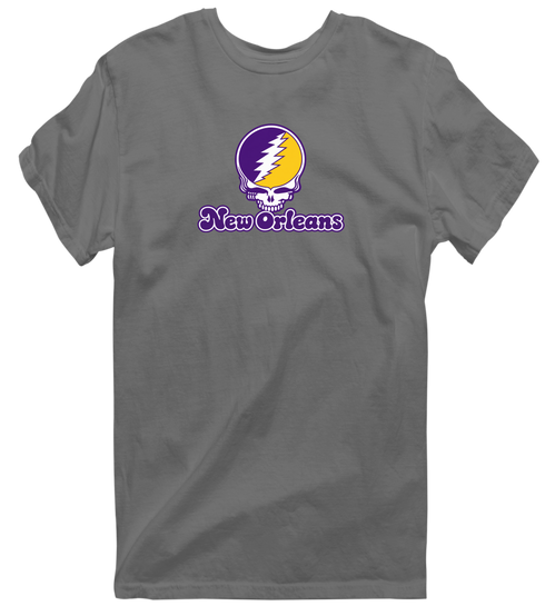 New Orleans Stealie Premium Unisex T-Shirt — Design: New Orleans The University of — Charcoal