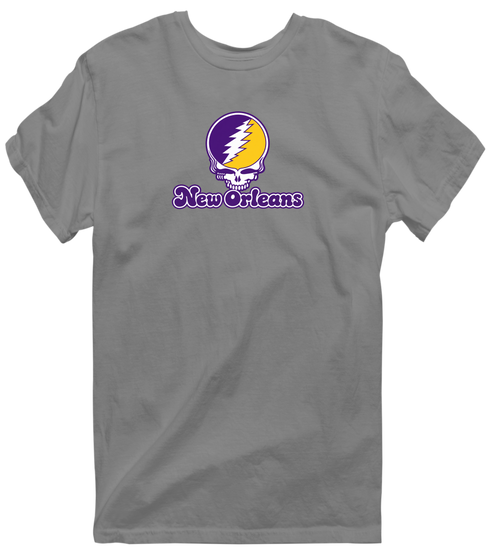 New Orleans Stealie Premium Unisex T-Shirt — Design: New Orleans The University of — Dark Heather