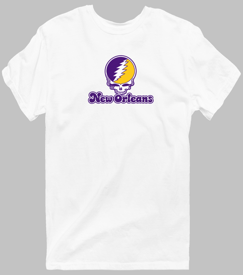 New Orleans Stealie Premium Unisex T-Shirt — Design: New Orleans The University of — White
