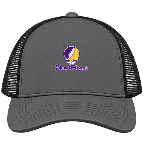 New Orleans Stealie Premium Unisex Trucker Cap — Design: New Orleans The University of — Charcoal/Black