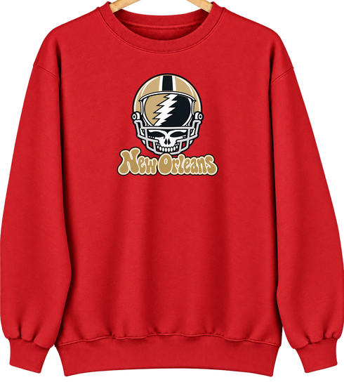 New Orleans Helmet Stealie Premium Unisex Crewneck — New Orleans Saints — Red