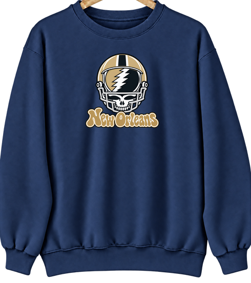 New Orleans Helmet Stealie Premium Unisex Crewneck — New Orleans Saints — Navy