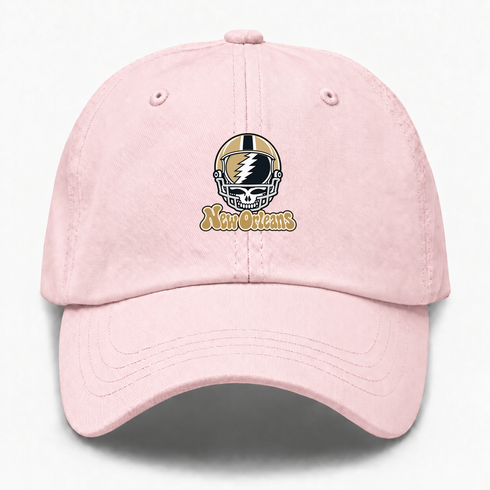New Orleans Helmet Stealie Premium Unisex Dad Hat — New Orleans Saints — Pink