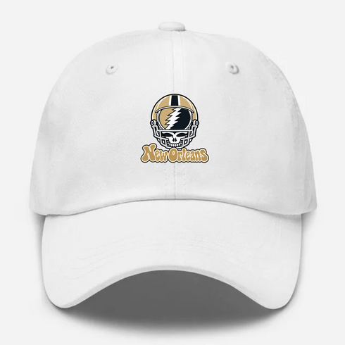 New Orleans Helmet Stealie Premium Unisex Dad Hat — New Orleans Saints — White