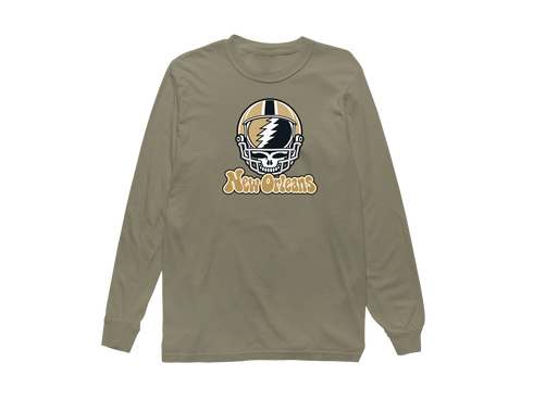 New Orleans Helmet Stealie Premium Unisex Long-Sleeve — New Orleans Saints — Sandstone