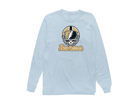 New Orleans Helmet Stealie Premium Unisex Long-Sleeve — New Orleans Saints — Chambray