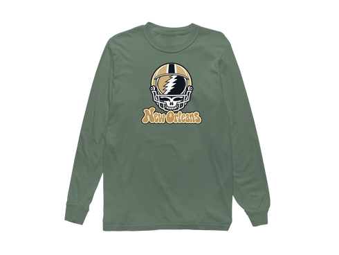 New Orleans Helmet Stealie Premium Unisex Long-Sleeve — New Orleans Saints — Light Green