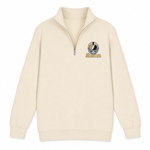 New Orleans Helmet Stealie Premium Unisex Quarter-Zip — New Orleans Saints — Sand