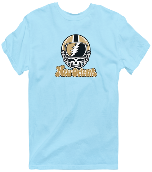 New Orleans Helmet Stealie Premium Unisex T-Shirt — New Orleans Saints — Light Blue