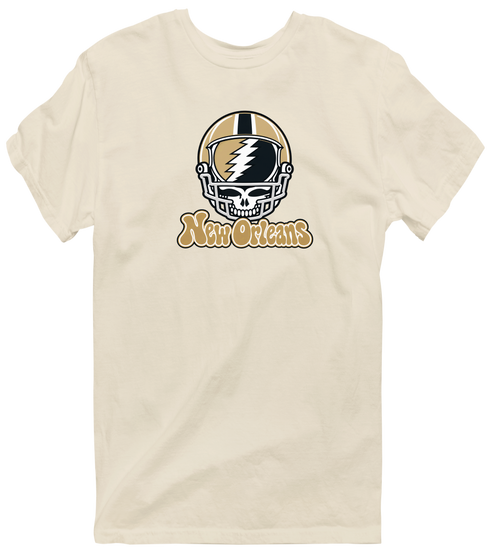 New Orleans Helmet Stealie Premium Unisex T-Shirt — New Orleans Saints — Sand
