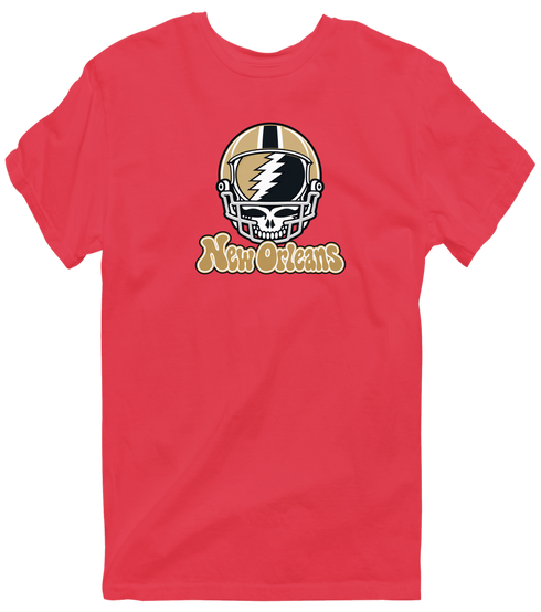 New Orleans Helmet Stealie Premium Unisex T-Shirt — New Orleans Saints — Heather Red