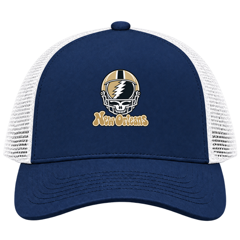 New Orleans Helmet Stealie Premium Unisex Trucker Cap — New Orleans Saints — Navy/White