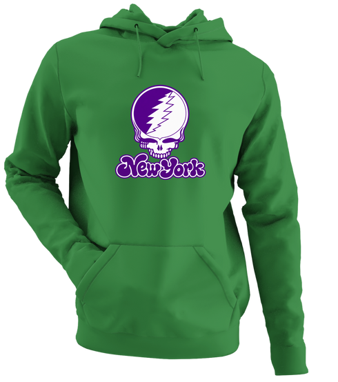 New York Stealie Premium Unisex Hoodie — Design: New York University — Irish Green
