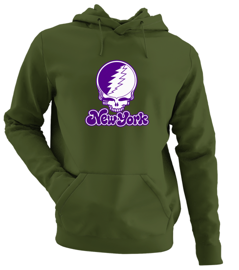 New York Stealie Premium Unisex Hoodie — Design: New York University — Military Green