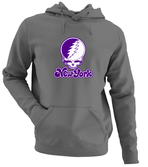 New York Stealie Premium Unisex Hoodie — Design: New York University — Charcoal