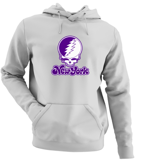 New York Stealie Premium Unisex Hoodie — Design: New York University — Sport Grey