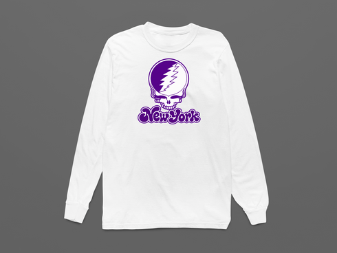New York Stealie Premium Unisex Long-Sleeve — Design: New York University — White