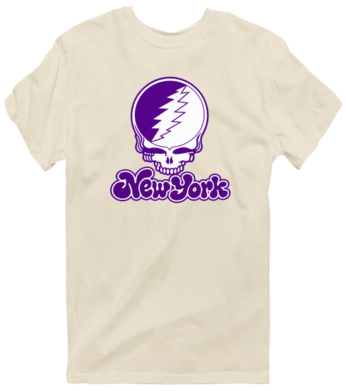 New York Stealie Premium Unisex T-Shirt — Design: New York University — Sand