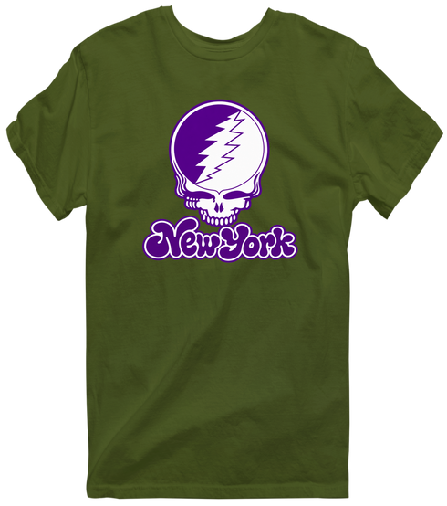 New York Stealie Premium Unisex T-Shirt — Design: New York University — Military Green