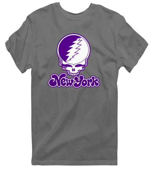 New York Stealie Premium Unisex T-Shirt — Design: New York University — Charcoal