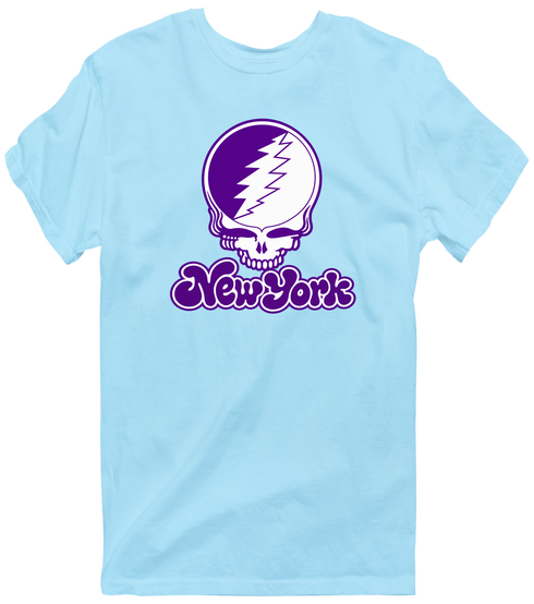 New York Stealie Premium Unisex T-Shirt — Design: New York University — Light Blue