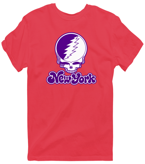 New York Stealie Premium Unisex T-Shirt — Design: New York University — Heather Red