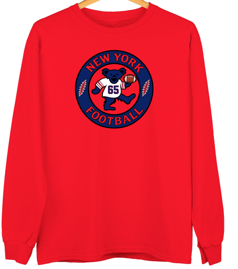 New York Football Dancing Bear Premium Crewneck — New York Giants — Red