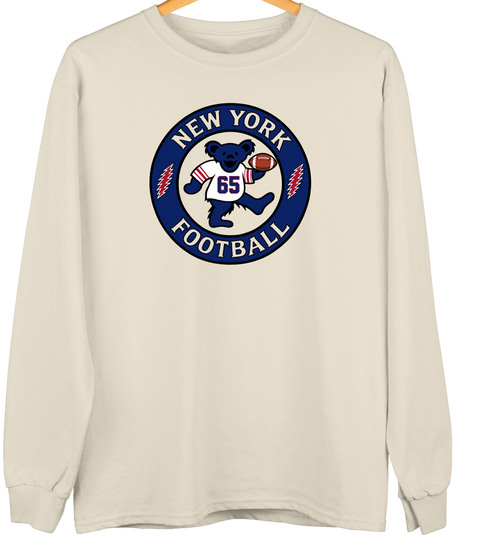 New York Football Dancing Bear Premium Crewneck — New York Giants — Sand