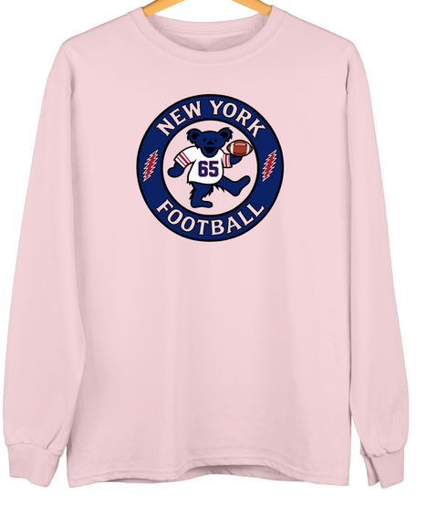 New York Football Dancing Bear Premium Crewneck — New York Giants — Light Pink