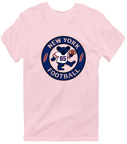 New York Football Dancing Bear Premium T-Shirt — New York Giants — Light Pink