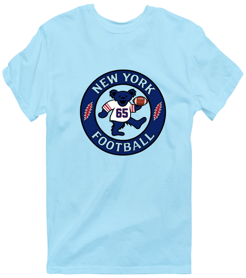 New York Football Dancing Bear Premium T-Shirt — New York Giants — Light Blue