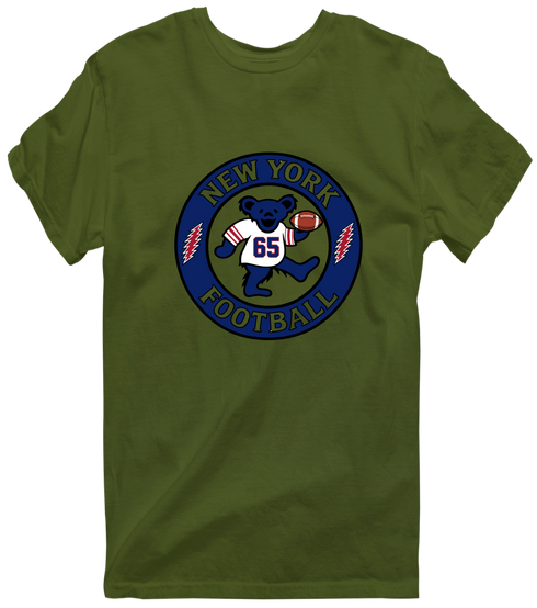 New York Football Dancing Bear Premium T-Shirt — New York Giants — Military Green