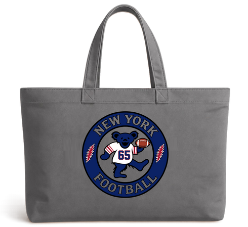 New York Football Dancing Bear Premium Tote Bag — New York Giants — Grey
