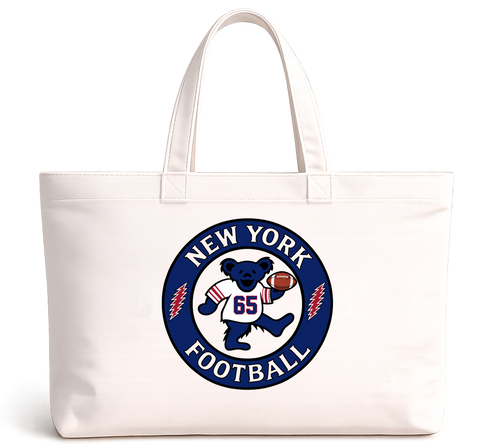 New York Football Dancing Bear Premium Tote Bag — New York Giants — White