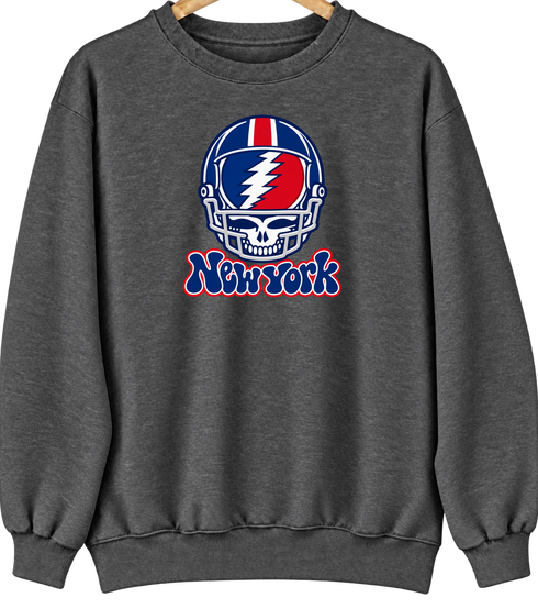 New York Helmet Stealie Premium Unisex Crewneck — New York Giants — Dark Heather