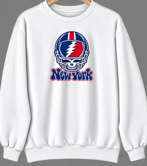 New York Helmet Stealie Premium Unisex Crewneck — New York Giants — White