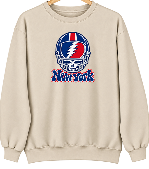 New York Helmet Stealie Premium Unisex Crewneck — New York Giants — Sand