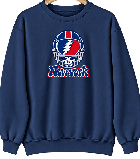 New York Helmet Stealie Premium Unisex Crewneck — New York Giants — Navy