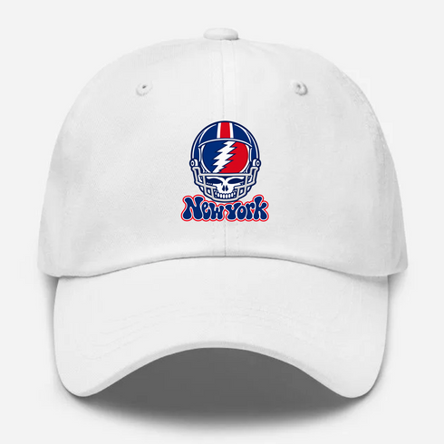 New York Helmet Stealie Premium Unisex Dad Hat — New York Giants — White